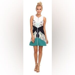 BCBGMaxAzria Alaina Floral Print Block Dress in Lt. Aqua Combo, Size 2